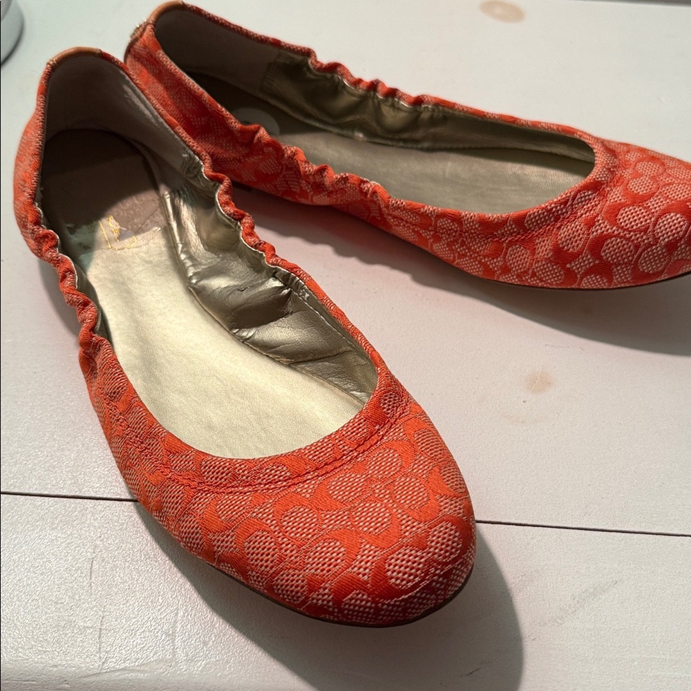 Orange Patterned Ballet Flats